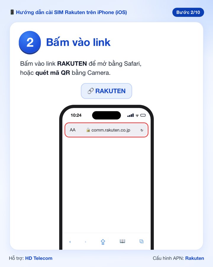 Bước 2: mở link tải cấu hình Rakuten trong Safari