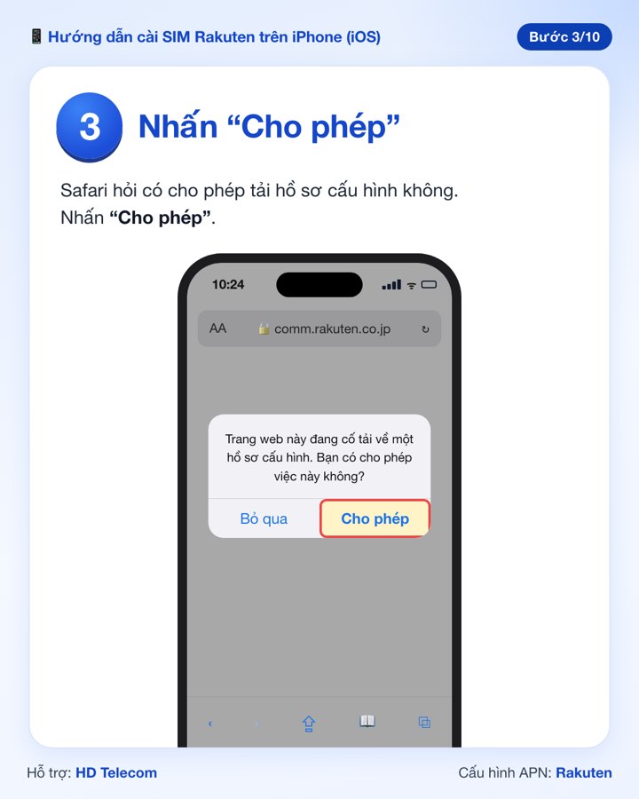 Bước 3: nhấn Cho phép để tải hồ sơ cấu hình