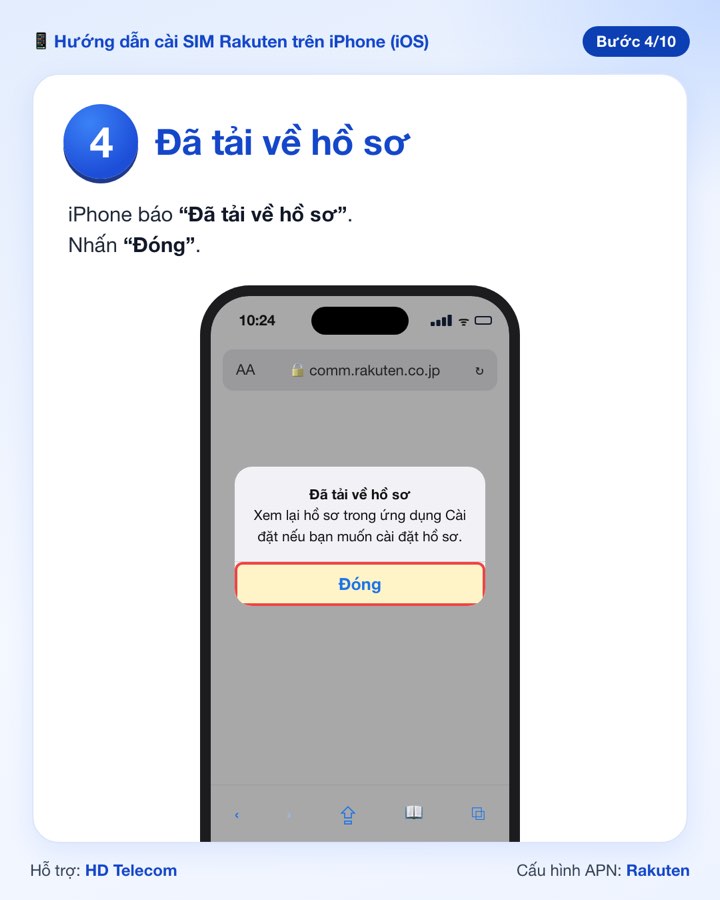 Bước 4: thông báo Đã tải về hồ sơ, nhấn Đóng
