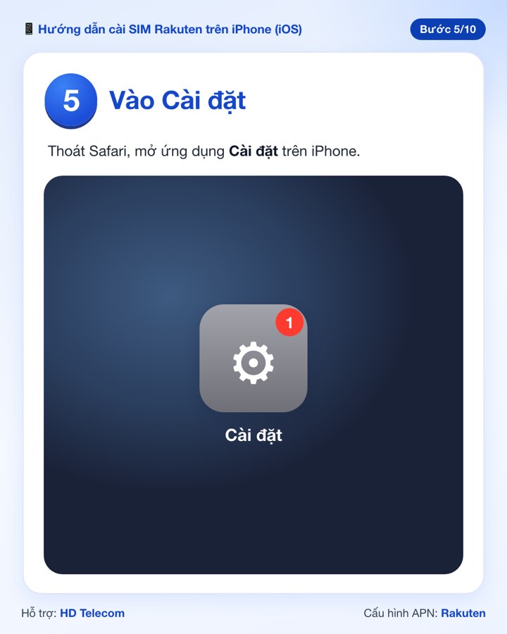 Bước 5: mở ứng dụng Cài đặt