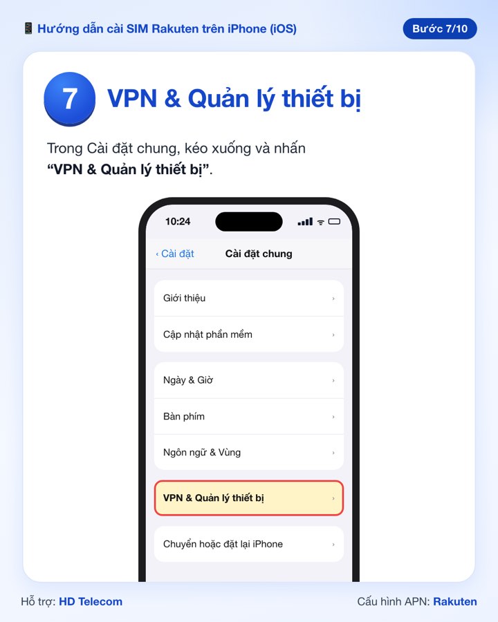 Bước 7: nhấn VPN & Quản lý thiết bị