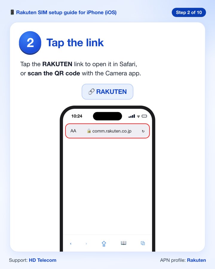 Step 2: opening the Rakuten profile link in Safari