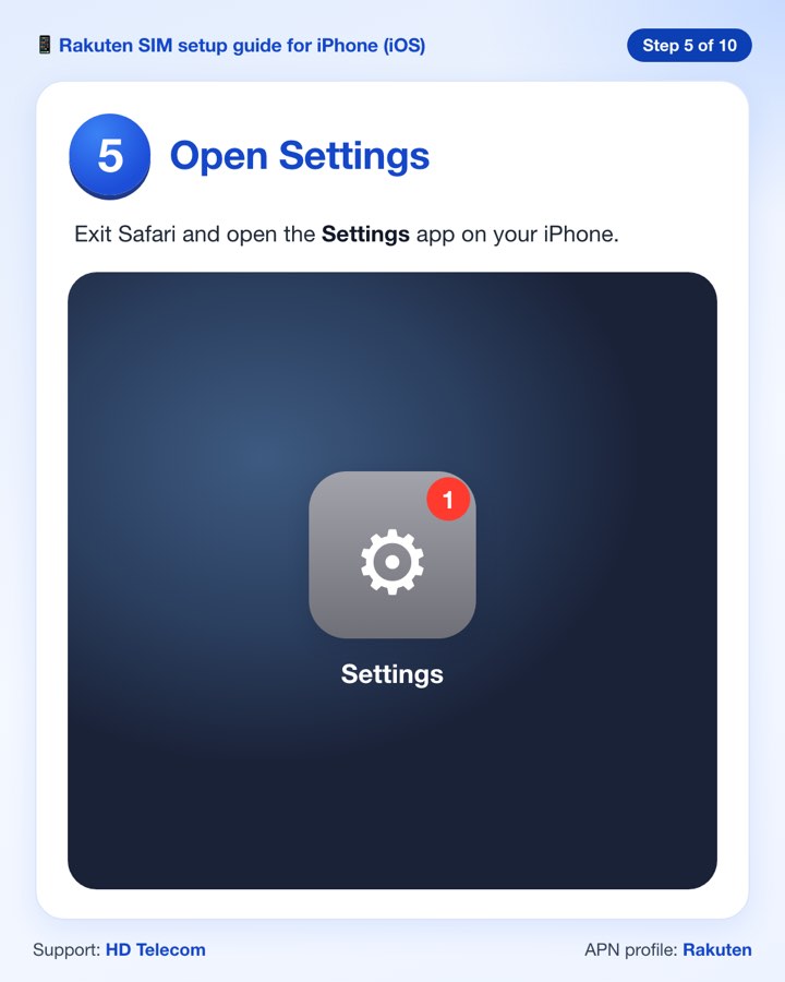 Step 5: opening the Settings app