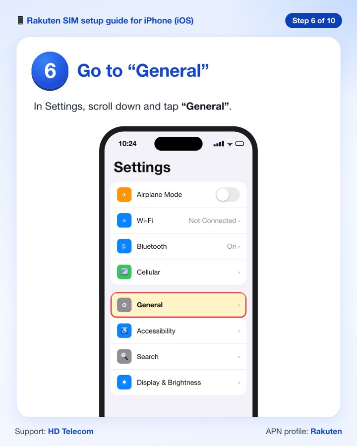 Step 6: tapping General