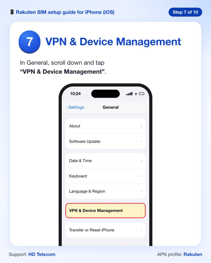 Step 7: tapping VPN & Device Management