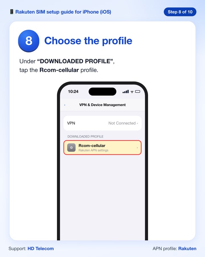 Step 8: choosing the Rcom-cellular profile