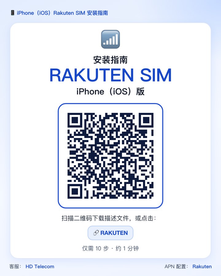 用于下载 iPhone Rakuten APN 配置描述文件的二维码