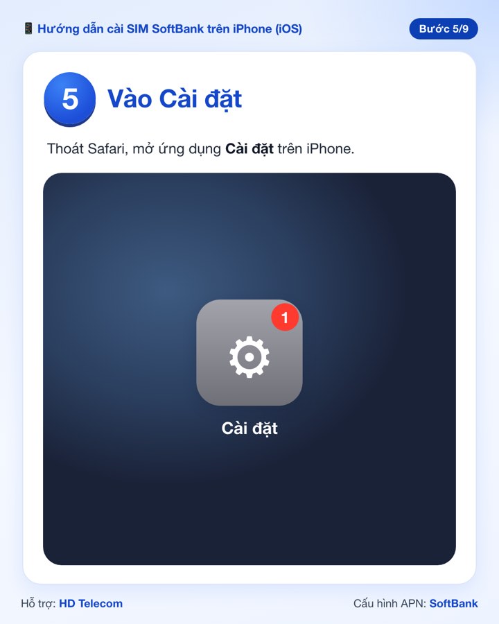 Bước 5: mở ứng dụng Cài đặt