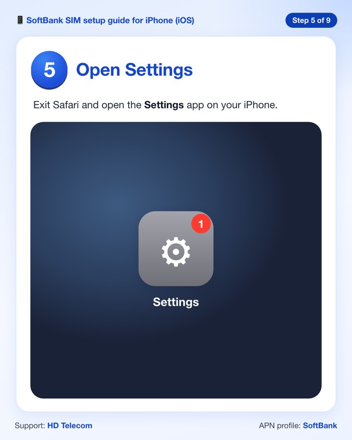 Step 5: opening the Settings app
