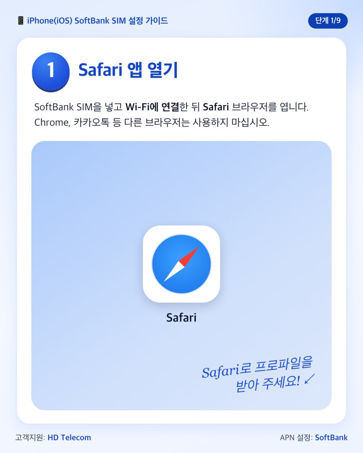 1단계: SIM 넣기, Wi-Fi 연결, Safari 열기